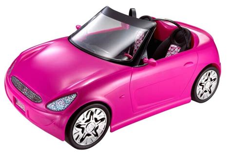 Barbie Pink Glam Convertible Car Doll Vehicle W Pink And White Patterned