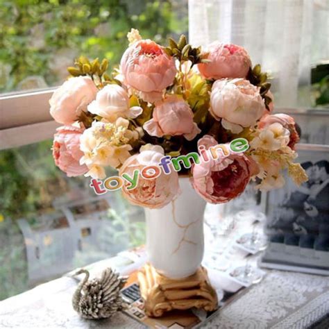 Home Wedding Party Decor Artificial 1 Bouquet 8 Head Peony Silk Flower