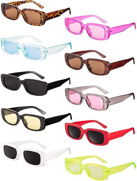 10 Pairs Small Rectangle Sunglasses Women Retro Square
