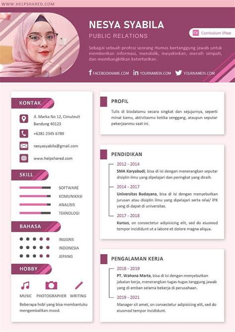 Contoh Cv Lamaran Kerja Kreatif Menarik Curriculum Vitae Desain Cv