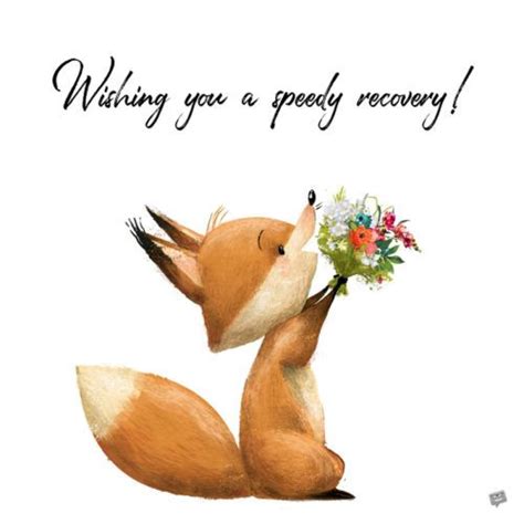 A Greeting Card With An Illustration Of A Fox Holding Flowers And The