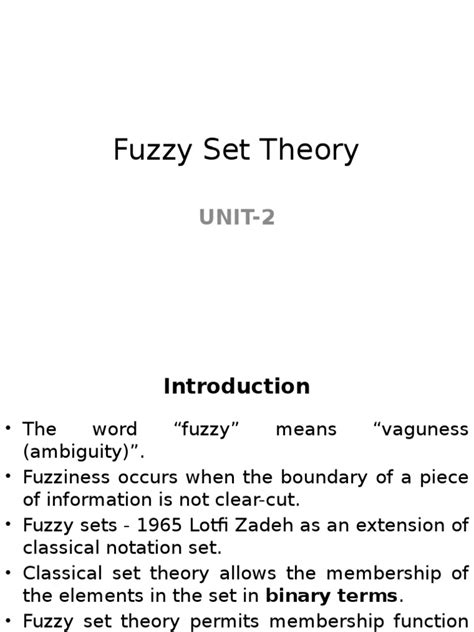 Fuzzy Set Theory Unit 2 Pdf Fuzzy Logic Function Mathematics