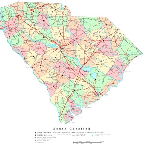 South Carolina County Map County Map With Cities