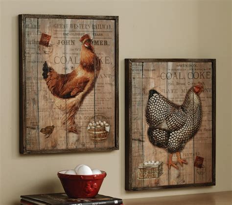 Rustic Rooster And Hen French Country Wall Decor Set Country Kitchen