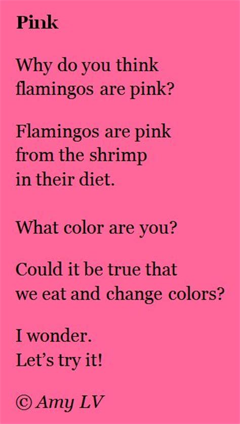 Week 10 Why Are Flamingos Pink Poem With Several Ideas