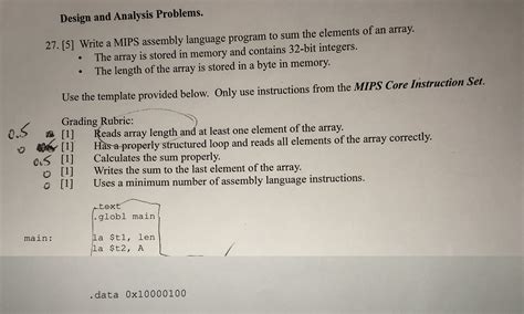Solved Write A Mips Assembly Language Program To Sum The Chegg Com