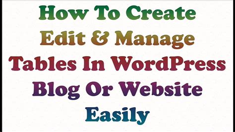 Tablepress Plugin How To Make Create Edit Manage Tables In