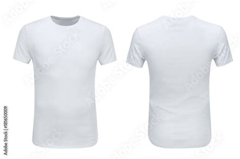 Front And Back Views Of White T Shirt On White Background Stock Photo