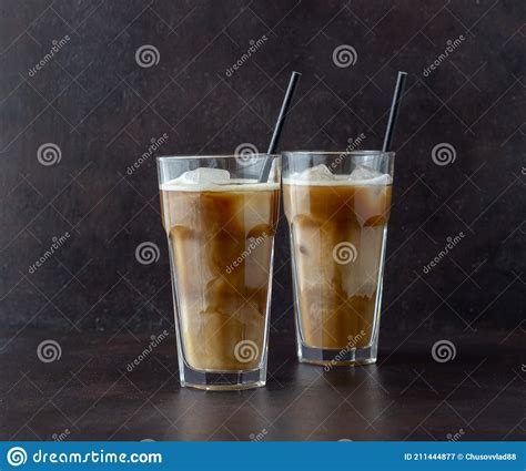 Ice Coffee With Cream Cold Drinks Vegetarian Food Stock Image Image