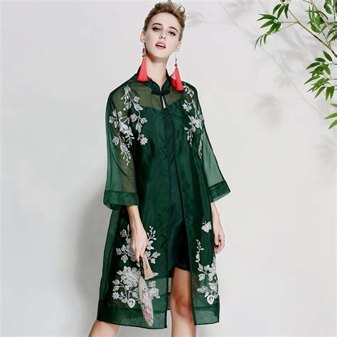 Vintage Royal Floral Summer Coats Woman Dress Embroidery