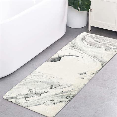 Haocoo Bath Mat 18x47 Inch Gray Marble Runner Rug Velvet