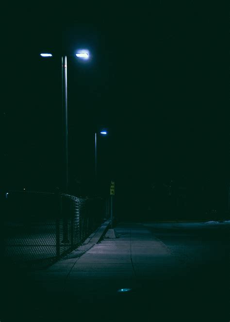 Lighted Street Post At Nighttime Street Light Night Time Night Scene