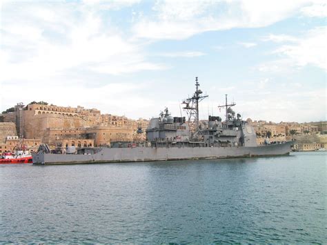 Uss Cape Stgeorge Cg 71 Departing The Island Of Malta After A Short