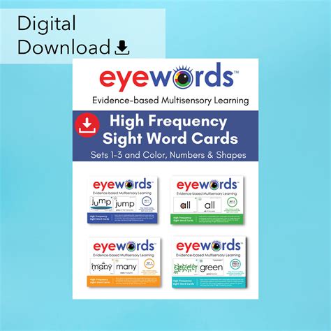 Eyewords Multisensory Sight Words Cards Sets 1 3 And Color Numbers