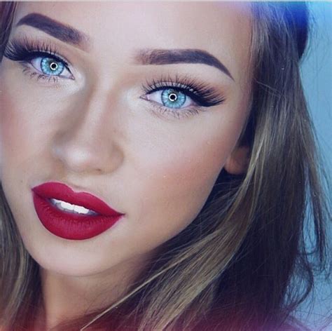 red lipstick best with bright blue eyes hair makeup makeup inspiration gorgeous makeup