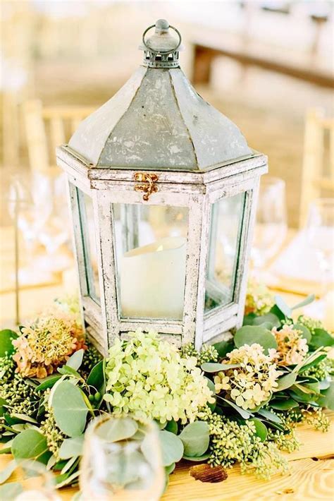 Lantern Wedding Centerpiece Ideas Lantren With Green Flower