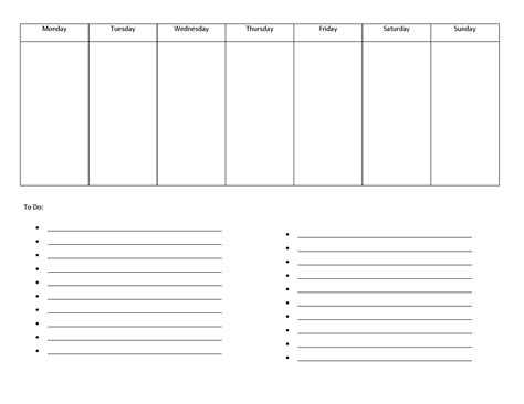 Week Long Calendar For Planning Support