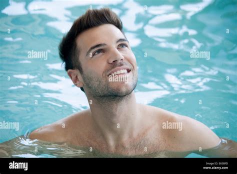Man Swimming In Pool Portrait Stock Photo Alamy