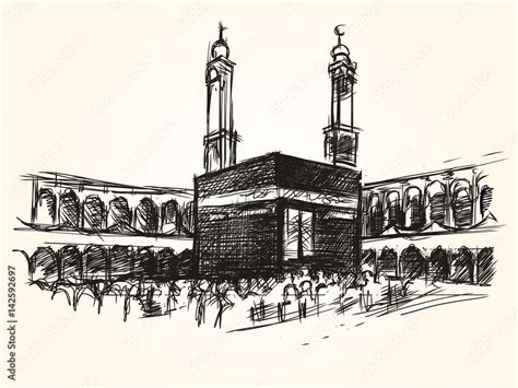 Vetor De Kaaba Holy Symbolic Building In Islam Vector Sketch Drawing