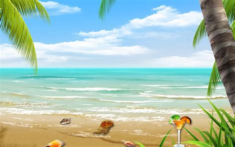 Free Download Vector Tropical Beach Wallpaper Hd Background Wallpaper