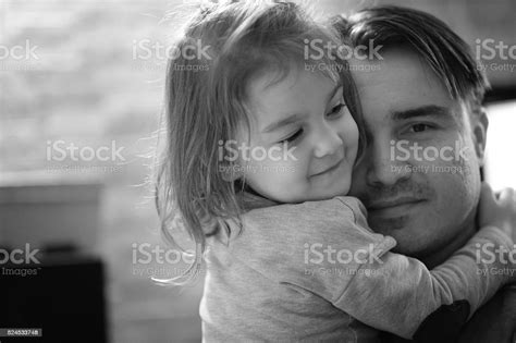 Father And Daughter Hug Stock Photo Download Image Now Grayscale