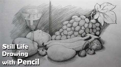 How To Draw A Still Life Fruits In Pencil Step By Step Youtube