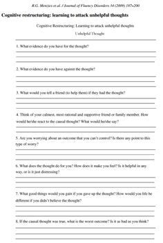 Cognitive behavioral therapy can help your clients to live happier and more fulfilling lives. 15 Best Images of Therapy Worksheets Depression Thought Cloud - CBT Coping Skills Worksheets ...