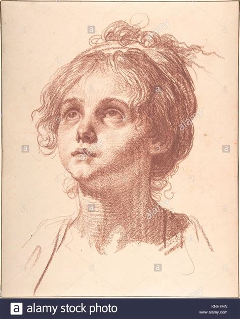 Head Of A Girl Looking Up Artist Jean Baptiste Greuze French