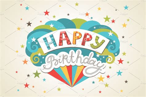 Happy Birthday Greeting Cards Card Templates Creative Market
