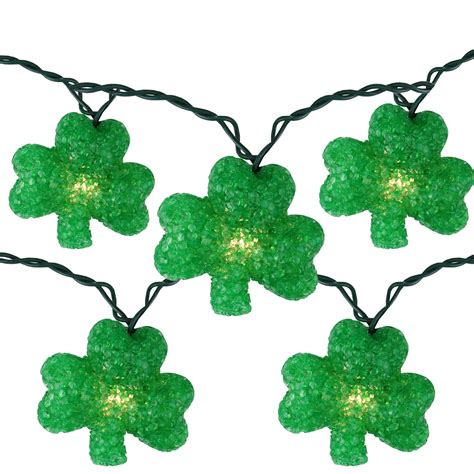10 Green Irish Shamrock St Patrick S Day String Lights 7 25ft Green