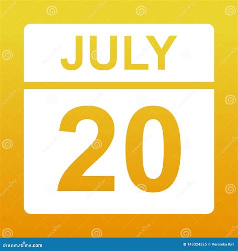 July 20 White Calendar On A Colored Background Day On The Calendar
