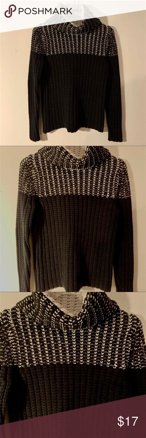 Gap Black Cream Cotton Turtleneck Sweater Size M In 2020 Sweater