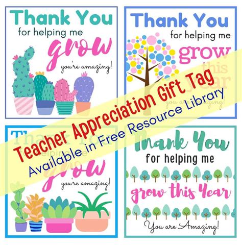 Easy Diy Teacher Gifts Thank You For Helping Me Grow Free Printable Mindymakes