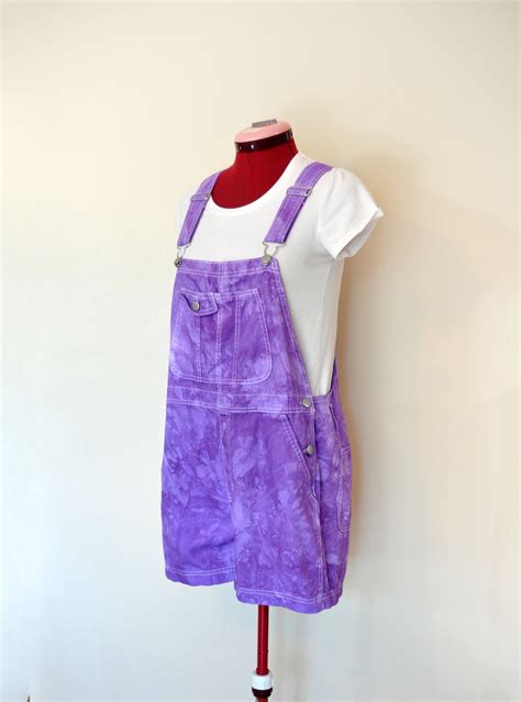 Purple Large Bib Overall Shorts Violet Mottled Tie Dyed New Etsy