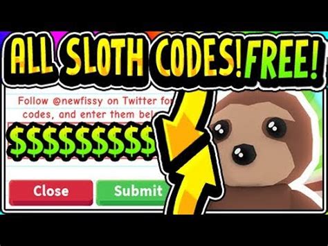 Players are free to use the money however they wish. "😍ALL NEW ADOPT ME SLOTHS UPDATE CODES 2019!!" Adopt Me! 😍SLOTHS PET😍 2X WEEKEND Update (Roblox ...