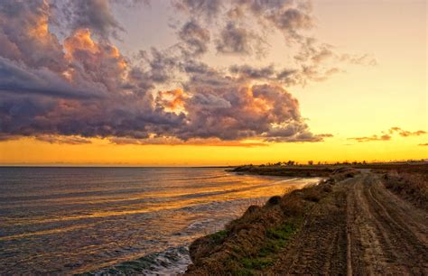 Wallpaper Road Sunset Sea Sky Sun Beach Clouds Nikon Dusk