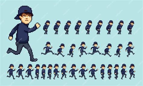 Chico Adolescente Chracter Pixelart Animación Hoja De Sprites Listo