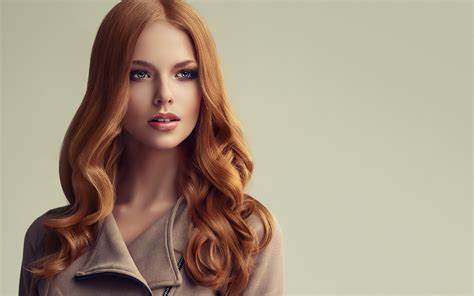 Фото молодая женщина кудри Волосы красивый лица Рыжая 1920x1200