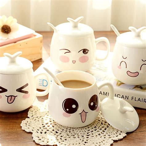 High Quality Cute Expression Ceramic Mugs Water Coffee Container Cups