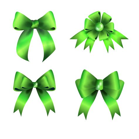 Green Bows Or Ribbon Decorative Bow 3d Set 13367756 Png