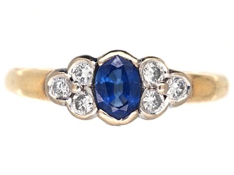 18ct Gold Ceylon Sapphire And Diamond Ring 336h The Antique