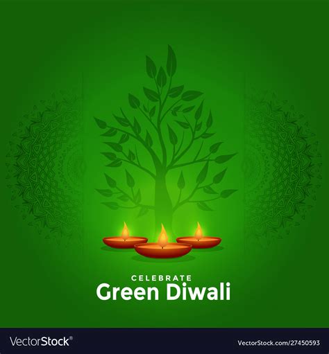 Lovely Green Happy Diwali Creative Greeting Vector Image