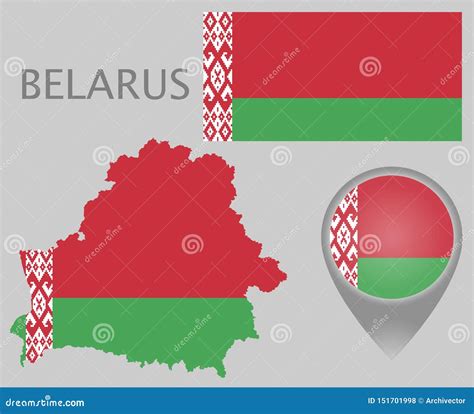 Belarus Flag Map And Map Pointer Stock Vector Illustration Of