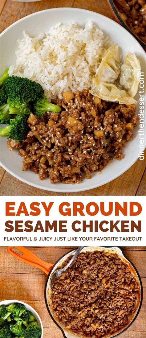 In a mixing bowl, combine garlic, onion, spinach, ground chicken, oregano, basil, and sea salt. Easy Ground Sesame Chicken Recipe - Dinner, then Dessert