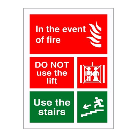 In The Event Of Fire Do Not Use The Lift Use The Stairs Sign British