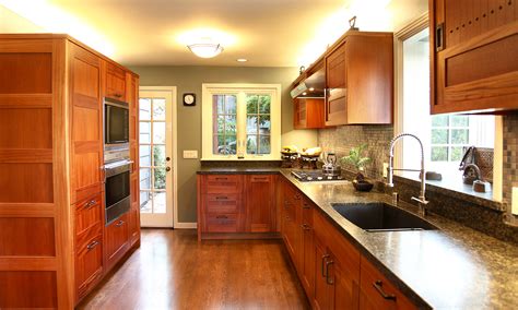 Modern kitchen interior with mahogany cabinets. Custom Mahogany Kitchen - Berkeley Mills