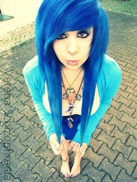 Emo Girl Blue Hair Verena Schizophrenia Emo Scene Hair Emo Hair