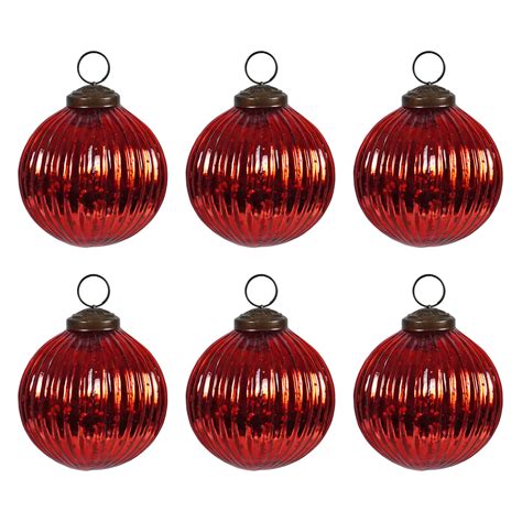 Ribbed Red Kugel Ornaments Set 6 By Ragon House Traditions
