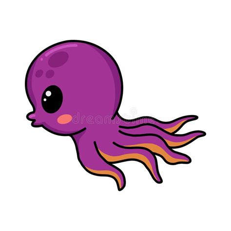 Cute Little Pink Octopus Cartoon Stock Vector Illustration Of Chibi
