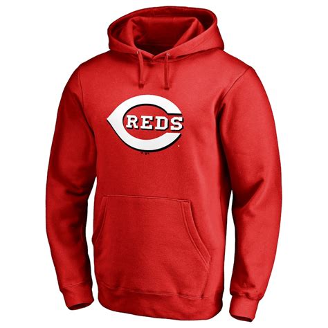 Mens Cincinnati Reds Red Team Color Primary Logo Pullover Hoodie